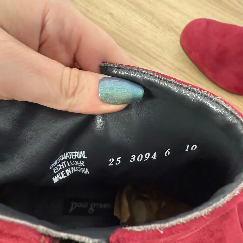 Paul Green Womens Red Chunky Booties Size 6 Beautifully made Quality Thick Heels - Picture 10 of 14